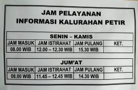 JADWAL PELAYANAN INFORMASI KALURAHAN PETIR